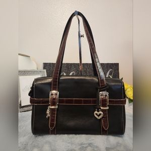 BLACK VINTAGE BRIGHTON LEATHER  SHOULDER BAG HANDBAG